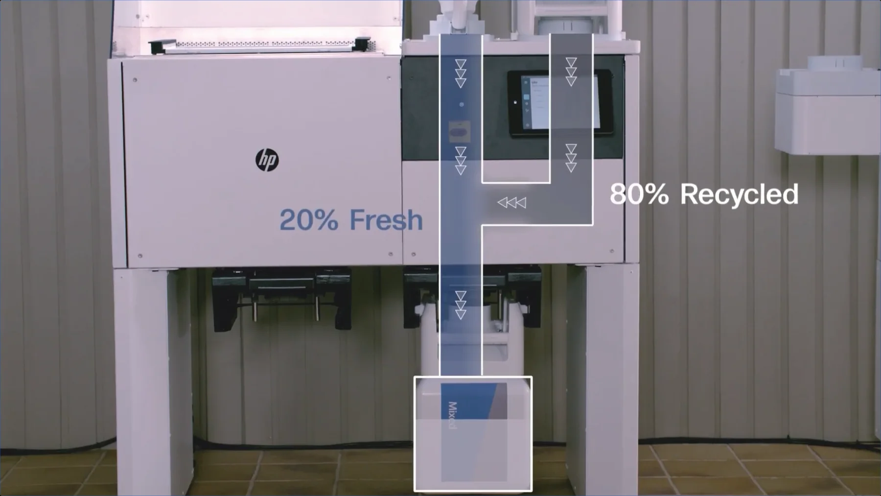 20% friss és 80% visszanyert PA 12 por keverése