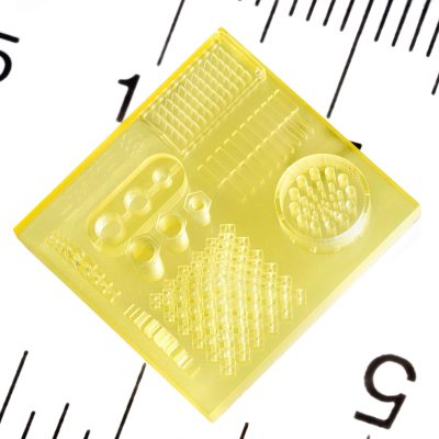 BMF microArch S150 25µm feature plate on ruler